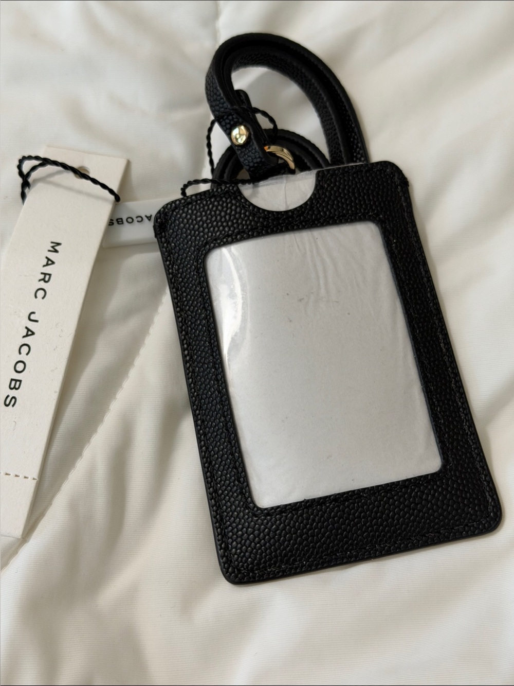 Marc Jacobs Black Pebbled Leather ID Lanyard NWT - Picture 2 of 2